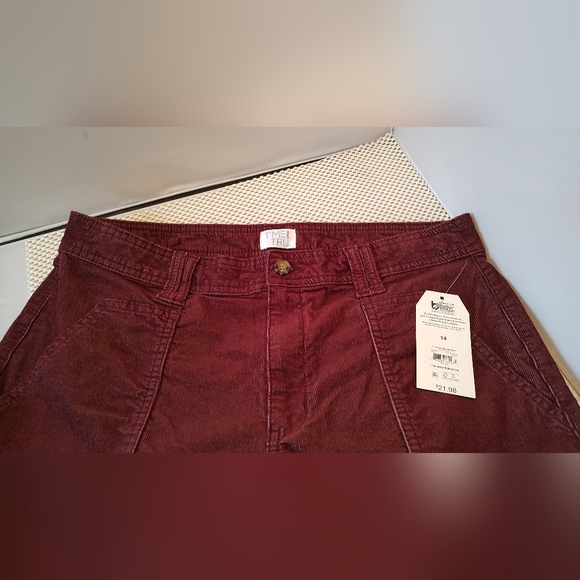 Time and Tru Women's Corduroy Straight Utility Pants, Inseam 27" Rustic Plum - Picture 5 of 7